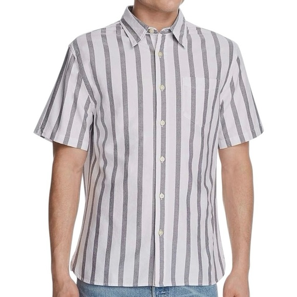 Jachs New York White Black Striped Short Sleeve Button Down Shirt Medium - Picture 1 of 7